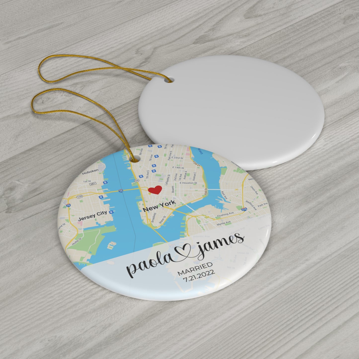 Personalized Wedding Map Ornament