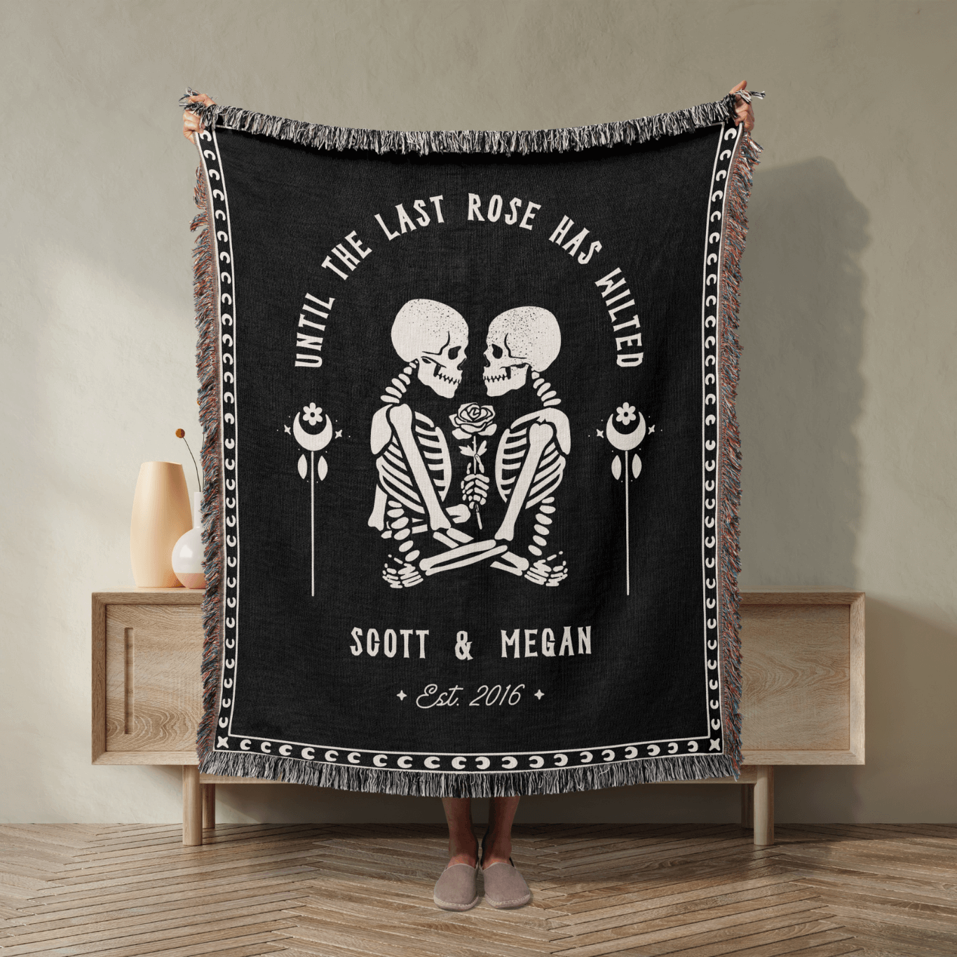 Personalized Skeleton woven blanket - Anniversary woven blanket
