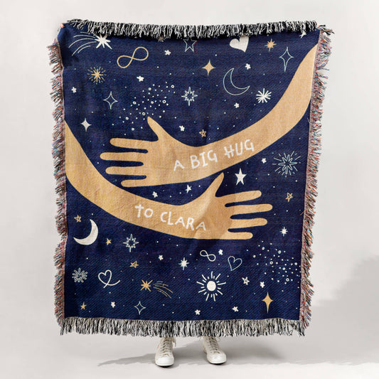 Personalized ling distance relationship gift - Custom woven throw blanket - The galaxy hug blanket