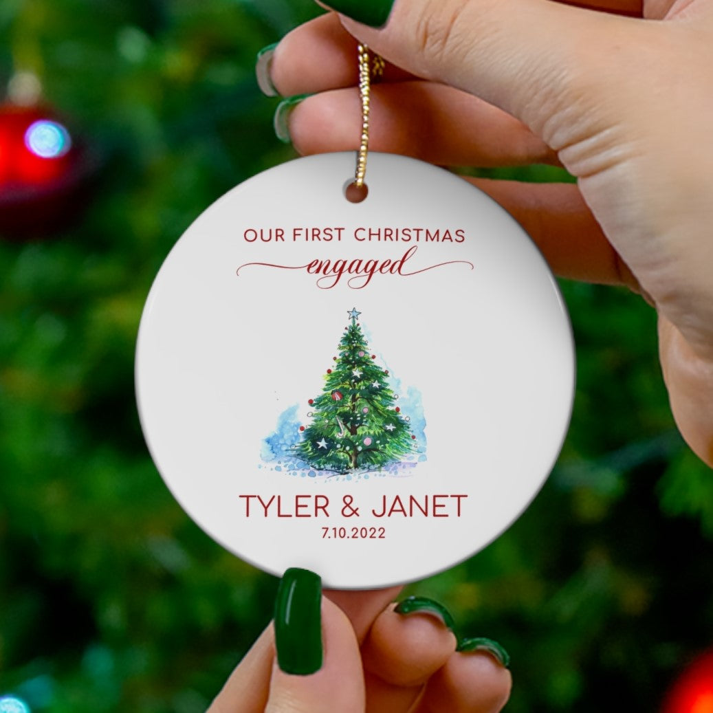 first christmas engaged ornament