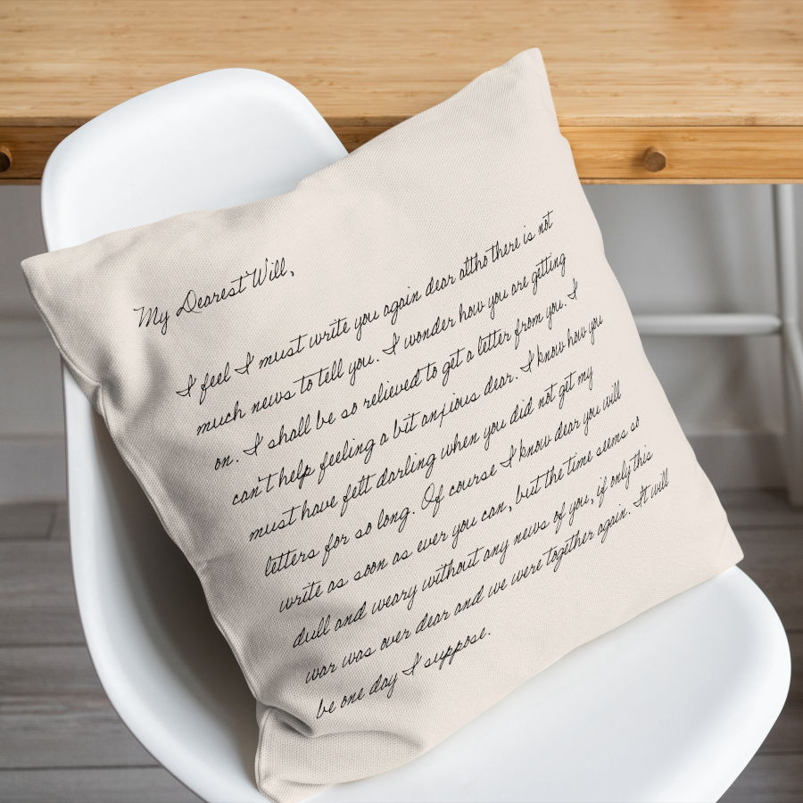 pillow with handwriting